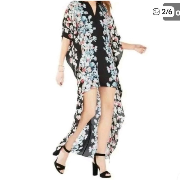 BCBGMaxAzria Black Floral High Low Dress - Picture 2 of 11